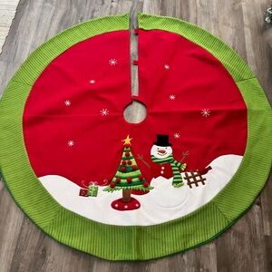 Festive Red and Green Christmas Tree Skirt